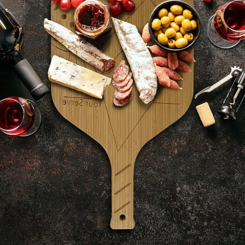 Vista 3 de Fox Run Your Serve Pickleball Paddle Charcutería, 14.5 x 7.5 pulgadas, tablas para servir queso de bambú Fun Postgame Charcuterie Board Large