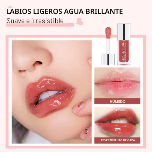 Vista 6 de GECOMO Aceite de brillo de labios hidratante, brillo de labios transparente con tinte Toot, nutritivo, duradero, reparador, aclarante de líneas