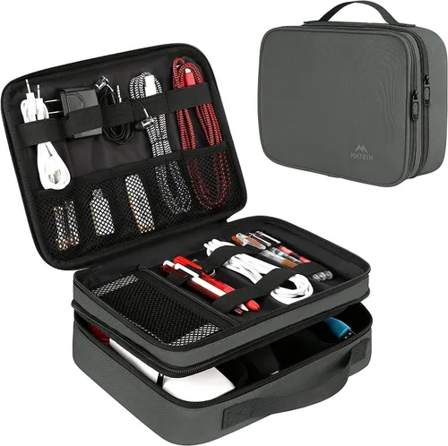 Vista 21 de MATEIN Bolsa organizadora de cables, bolsa de almacenamiento de viaje Negro (Antique Black)
