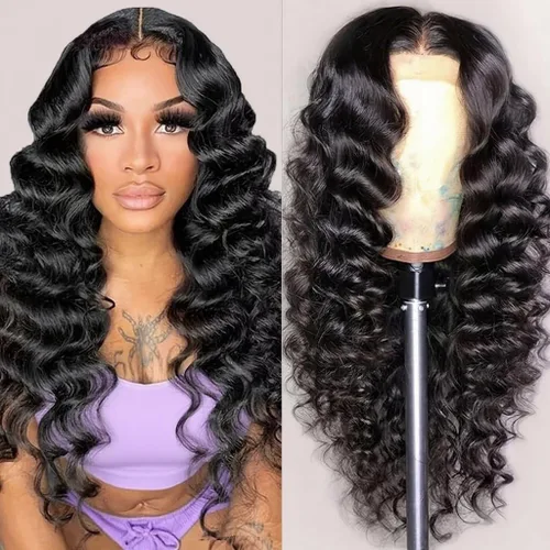 Vista 13 de NKTU Pelucas de cabello humano con encaje frontal, sin pegamento, para Color natural recto