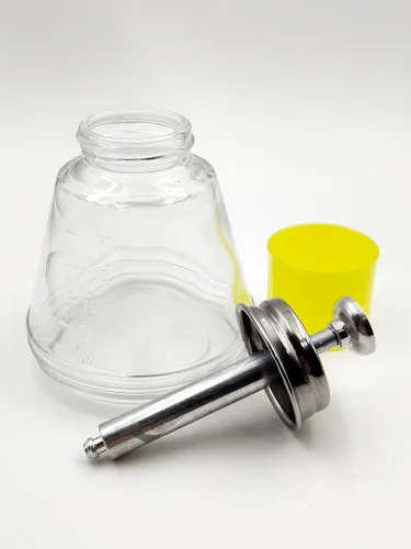 Vista 6 de Botella dispensadora de vidrio transparente vacía de 6.1 fl oz/6 onzas para esmalte de uñas, contenedor de bomba de alcohol recargable con tapa