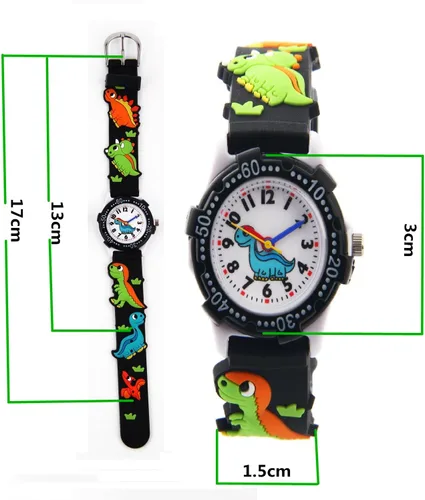 Vista 5 de Jewtme Lindos relojes para niños pequeños de 3 a 8 años analógicos para profesores de tiempo 3D, correa de silicona de dibujos animados para niñas