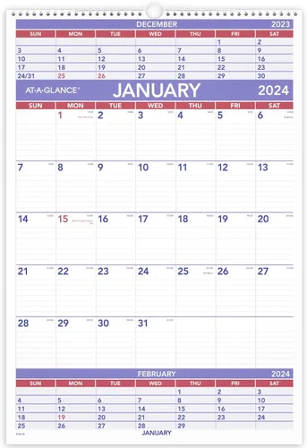 Vista 9 de AT-A-GLANCE Calendario de pared 2024, 12 x 27 pulgadas, grande, vertical, referencia de 3 meses (PM112824)