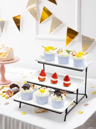 Vista 3 de Platos de porcelana de 14 pulgadas Yedio Bandeja para servir de 3 niveles