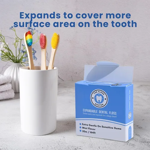 Vista 6 de Paquete de 3 unidades de hilo dental expandible I Dispensador sin plástico I 164 pies por paquete I Gentle Glide para una limpieza eficaz I Sabor