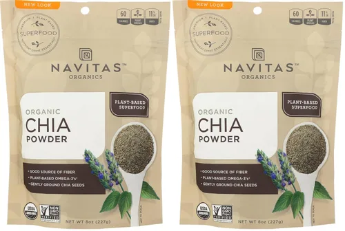 Vista 8 de Navitas Organics Semillas de chía - Para pudín de chía, batidos, horneado, ensaladas y más - Omega 3, fibra, minerales - USDA orgánico, sin OGM