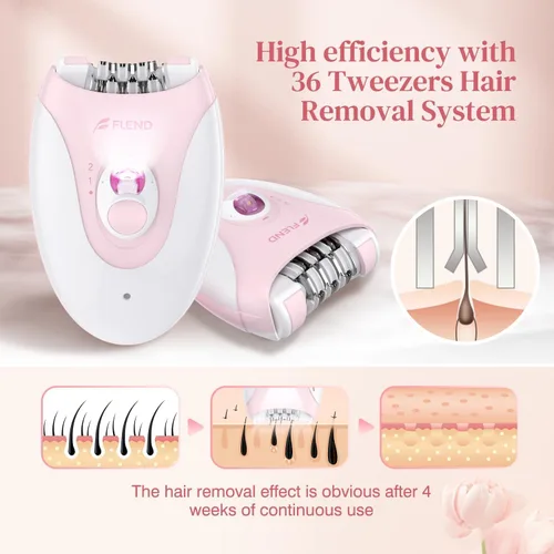 Vista 3 de Depiladora, depiladora para mujeres, depilación facial para mujeres, recargable, dispositivo de eliminación de vello de 2 velocidades con 36 pinzas