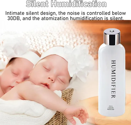 Vista 4 de Milltrip Humidificador portátil de niebla fría, mini humidificador portátil, humidificadores de botella de agua USB de 10.1 fl oz, humidificadores