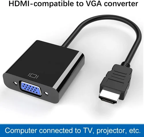 Vista 3 de Zuya Adaptador HDMI a VGA, convertidor de adaptador HDMI a VGA chapado en oro, Full HD 1080P, tarjeta de video externa, adaptador de monitor