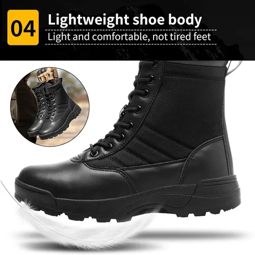 Vista 5 de Botas de trabajo tácticas militares para hombre, botas de combate de montañismo