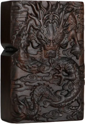 Vista 39 de Carcasa exterior de encendedor tallado en madera negra de ébano natural para kit de inserción Zippo (1000 brazos Avalokiteshvara de la diosa 3#)