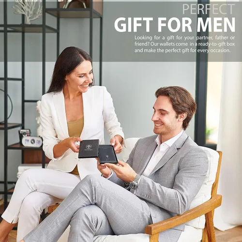 Vista 6 de TRAVANDO - Cartera delgada para hombres con clip de dinero y bloqueador de lector RFID Seattle mini de plegado doble