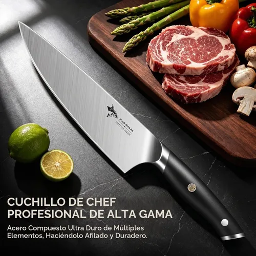 Vista 4 de MAD SHARK Cuchillo de chef de 8 pulgadas, acero inoxidable alemán de alto