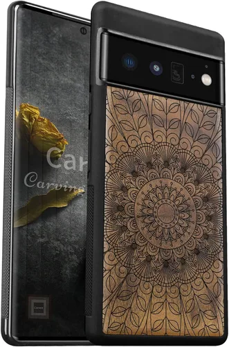 Vista 12 de Carveit Funda de madera para Pixel 6 2021 [madera natural y TPU suave] a prueba de golpes, funda de madera única compatible con Google Pixel 6