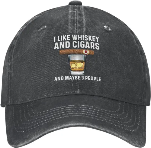 Vista 10 de Sefgaen I Like Whiskey and Cigars and Maybe 3 People Hat for Men Baseball Hat Funny Hats