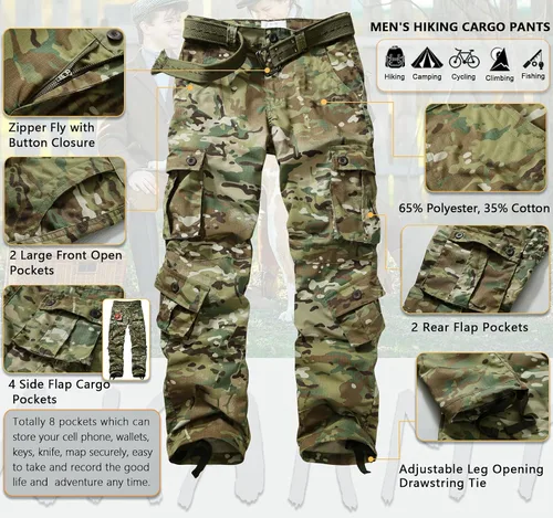 Vista 4 de AKARMY Pantalones de senderismo ligeros para hombre, pantalones cargo Ripstop de secado rápido para exteriores, pantalones de trabajo casuales