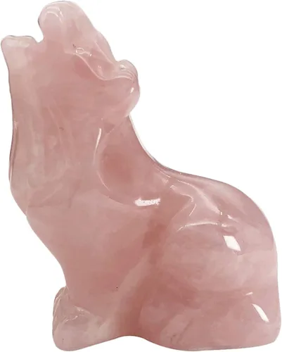 Vista 8 de Estatuas de lobo aullador de piedra de aventurina verde, 2 pulgadas, tallada a mano, animales sentados, lobos sentados, escultura de cristal curativo
