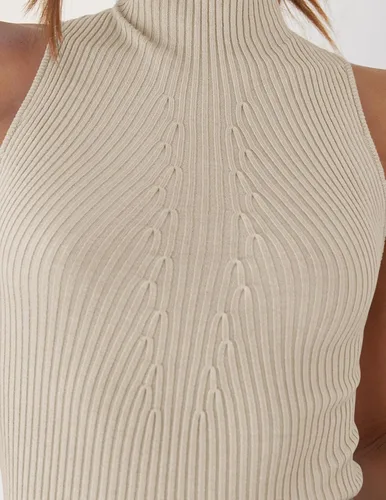 Vista 5 de ZESICA Camisetas sin mangas de verano para mujer, cuello de tortuga, de punto acanalado, ajustadas, básicas, casuales