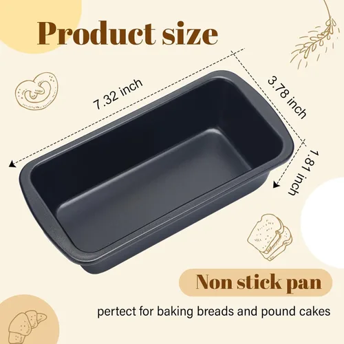 Vista 2 de Patelai Paquete de 4 moldes pequeños para hornear pan, antiadherentes, bandeja rectangular para hornear, molde para tostadas