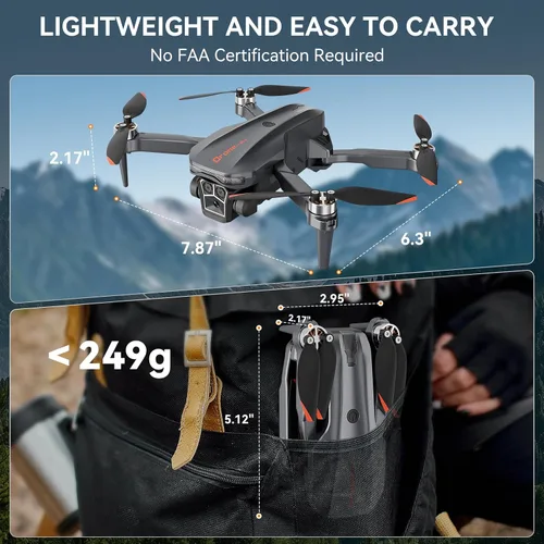 Vista 4 de Dron con cámara - Dron plegable con motor sin escobillas para adultos/niños, cuadricóptero RC HD 1080P. Vuelo según puntos de ruta, mantiene
