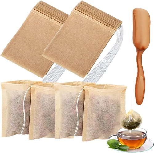 Vista 8 de 100 piezas de bolsas de filtro de té, bolsas de té para té de hojas sueltas, material seguro y natural, infusor de té desechable para té de hojas
