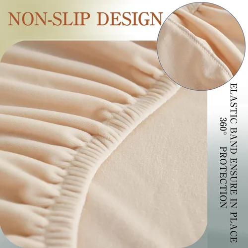 Vista 3 de Fundas de cojín de terciopelo para sofá, funda de cojín de alta elasticidad universal para sofá de 4/3/2/1 plazas, protector de muebles Beige