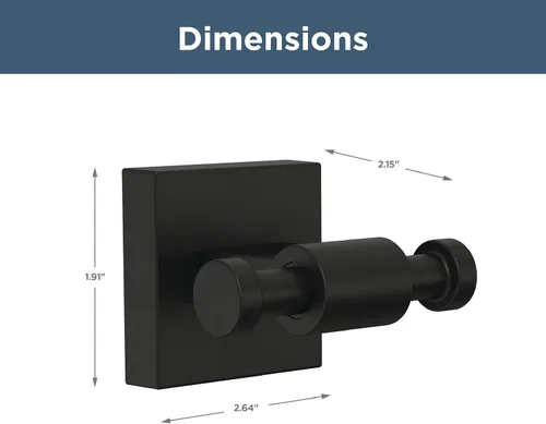 Vista 5 de Franklin Brass Maxted (1-Pack) Ganchos para Toallas Negro Mate Ganchos de Baño Montados en Pared para Batas y Toallas Gancho Portador de Toallas