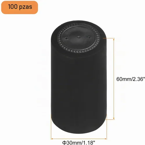 Vista 2 de uxcell 100 cápsulas termorretráctiles de PVC, cápsulas para botellas de vino, tapa retráctil, cubierta superior retráctil para bodegas y cocina Negro