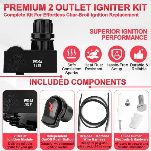 Vista 4 de Kit de encendido electrónico de 2 salidas para Char-Broil G511-0055-W1 2