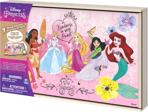 Vista 5 de Spin Master Games Rompecabezas de princesas de Disney, paquete de 7