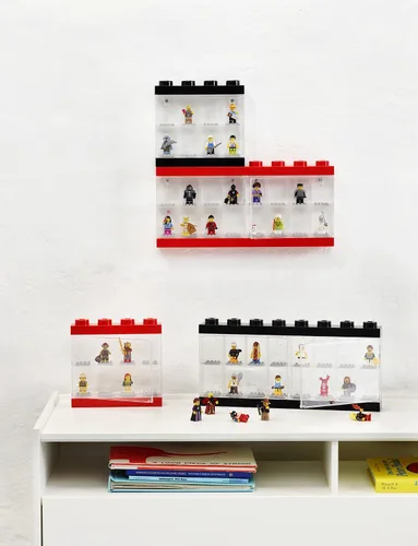 Vista 5 de Room Copenhagen LEGO - Estuche de exhibición de minifiguras apilable, contenedor de almacenamiento para figuras coleccionables, 4 tachuelas, azul