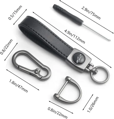 Vista 2 de llavero de coche, llavero universal de llave de coche resistente de cuero para hombres y mujeres