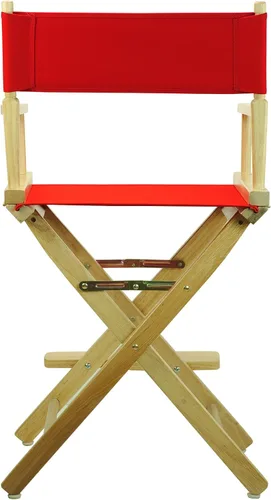 Vista 3 de Casual Home - Silla de director de 24 pulgadas, marco natural con lienzo rojo, altura de mostrador