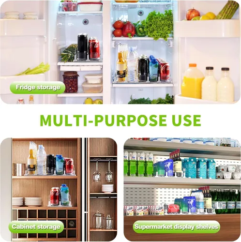 Vista 5 de Organizador de bebidas para refrigerador, dispensador de latas de soda para refrigerador, dispensador automático de bebidas para refrigerador