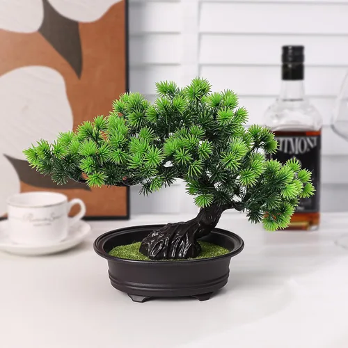 Vista 8 de Árbol bonsái de enebro artificial para decorar interiores para casa u oficina