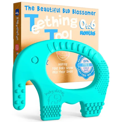 Vista 17 de Juguetes de dentición Baby Elefun para bebés 5X Alivio del dolor Sin retraso 0-6 meses Azul 34-38 Azul