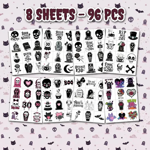 Vista 3 de 96 tatuajes temporales precortados RIP 20s para fiesta