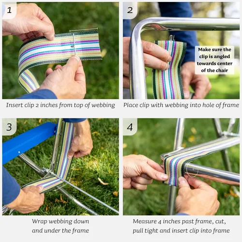 Vista 5 de Kit de reparación de silla de cinchas, de la marca Lawn Chair USA, de 50 pies, Negro sólido