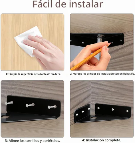 Vista 4 de 4 piezas de juntas de refuerzo resistentes, código de esquina trapecio, soportes de esquina de soporte, sujetadores de juntas de soporte de estante
