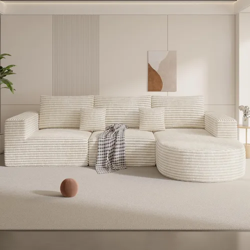 Vista 11 de Sofá modular modular de 110 pulgadas, sofás de nube para sala de estar, sofá en forma de L con asiento profundo, sofá deshuesado con diván, no Gris