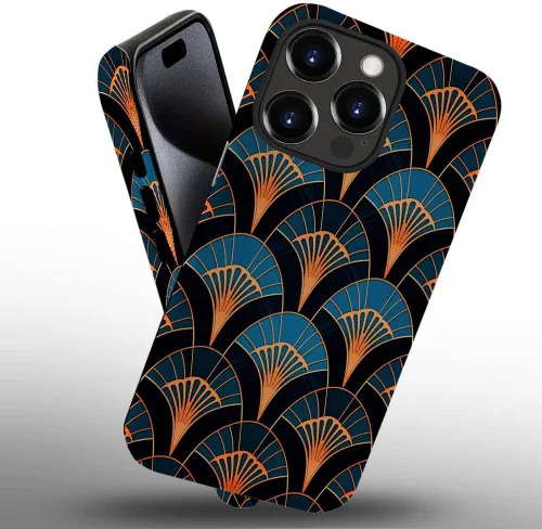 Vista 2 de CARLOCA Compatible con iPhone 12, Funda de Art Deco con patrón, TPU suave + PC duro 2 en 1, Funda protectora única con patrón, antiarañazos, TPU