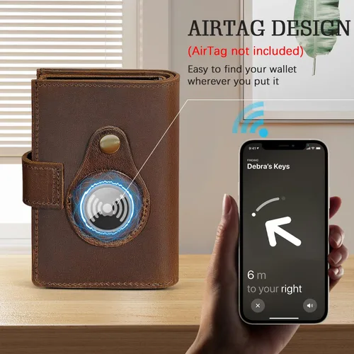Vista 5 de Grueso caballo loco cuero viaje regalo bolsillo frontal con moneda bolsillo tarjeta caso organizador Rfid cartera para hombres hombres 1694