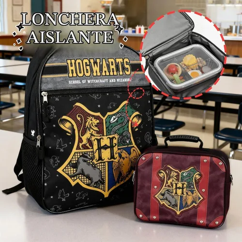 Vista 6 de Bioworld Harry Potter Hogwarts - Mochila infantil de 2 piezas de 16 pulgadas con kit de almuerzo inspirado en el baúl