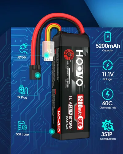 Vista 2 de HOOVO 3S LiPo Batería 11.1V 5200mAh 60C TR Plug Softcase RC Batería para RC Car RC Truck Avión Helicóptero Barco Carreras RC Hobby
