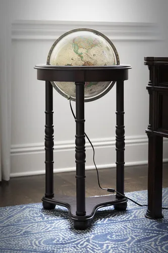 Vista 3 de Replogle Lancaster Globo terráqueo de 12 pulgadas de diámetro, con base para piso, Madera, Blanco crudo, L