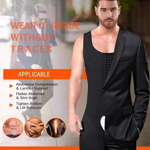Vista 5 de NonEcho Body de adelgazamiento para hombre, con control de abdomen, talla grande