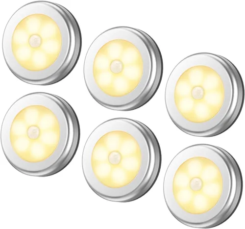 Vista 11 de AMIR Luz con sensor de movimiento mejorada de 3.15 pulgadas para interiores, inalámbrica, funciona con pilas, luces LED nocturnas adhesivas