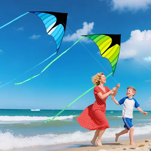Vista 3 de Xida Kites for Kids Ages 4-8 8-12 Easy to Fly, Large Beach Kites for Adults 3 Pack Delta