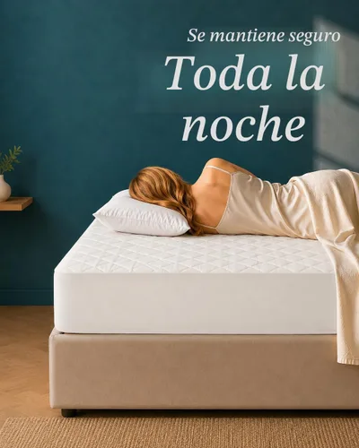 Vista 4 de Utopia Bedding Protector de colchón acolchado (individual) – Protector de colchón elástico ajustable – La funda de colchón se estira hasta 16 Blanco