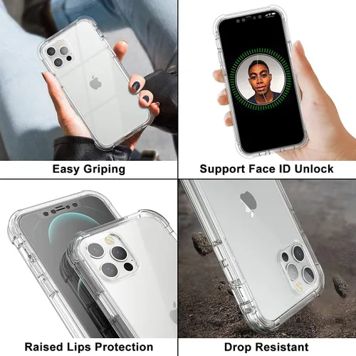 Vista 5 de SURITCH Funda transparente para iPhone 12 Pro Max (solamente) de 6.7 pulgadas, [protector de pantalla de privacidad] protección de cuerpo completo a